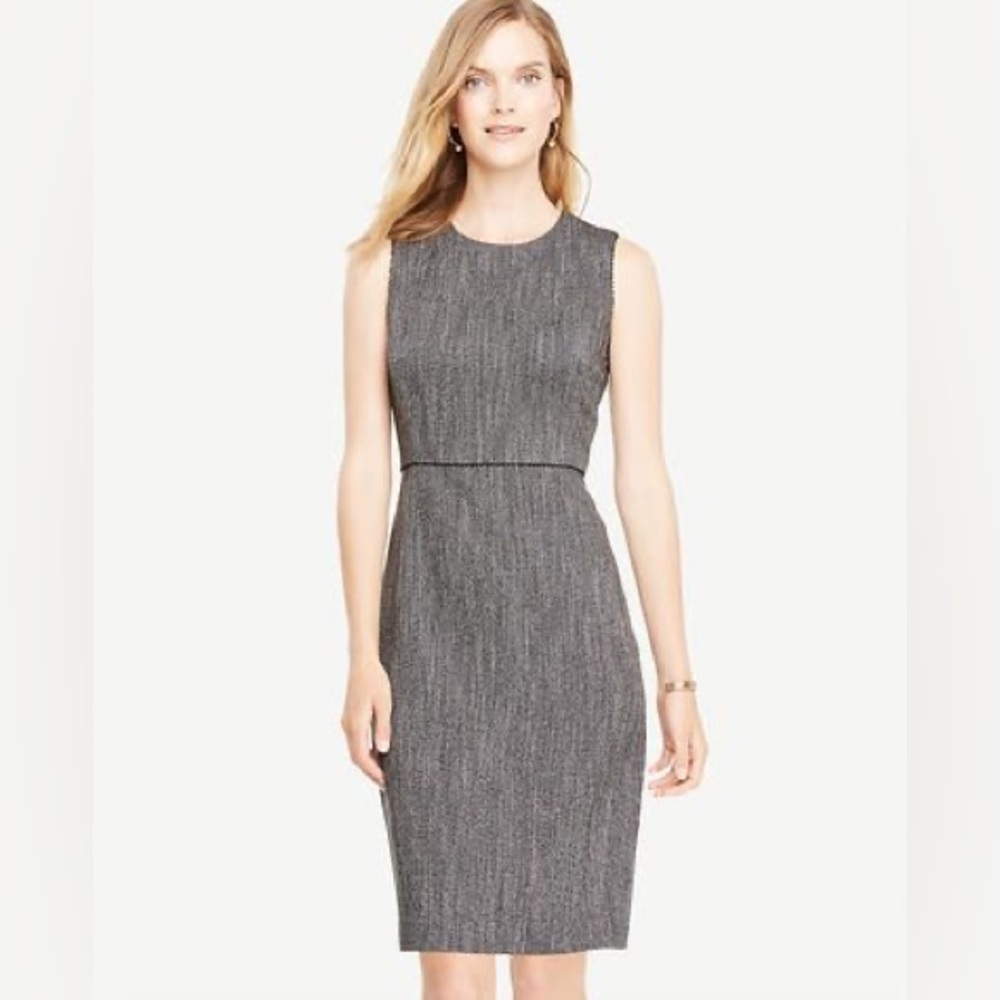 Ann Taylor Brown and Cream Lightweight Tweed Sheath Dress, Size 10